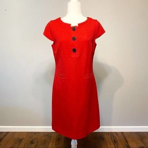 Ann Taylor Red Dress with Black Buttons